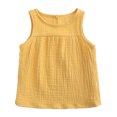 thumbnail image 3 of Toddler Girl Clothes Cotton Linen Summer Sleeveless Tank Top with Elastic Waist Bloomers Shorts Set Cute Baby Outfits (12 Months, Yellow), 3 of 6