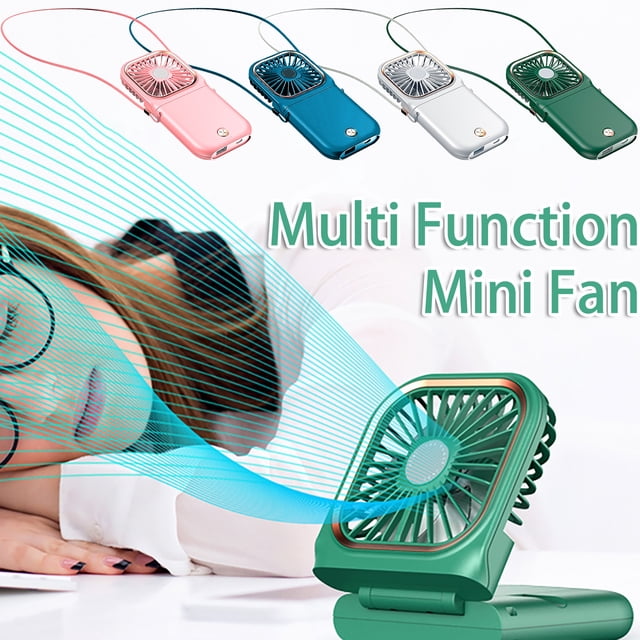 Fufafayo 4Pcs Folding Fan Stand Power Bank, Portable USB Handheld Fan for Outdoor Travel, Desk Mini Fan with Display Screen, Neck Fan for Camping Office Home