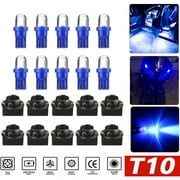 10Pcs Blue T10 194 LED Bulbs for Instrument Gauge Cluster Dash Light W/ Sockets