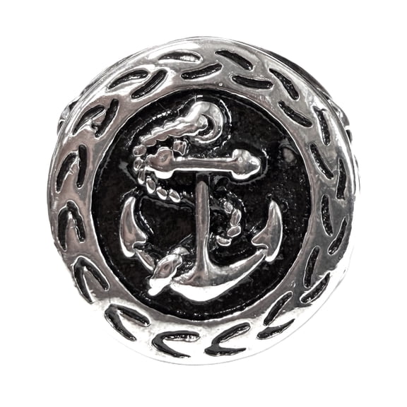 Men's Silver Stainless Steel Anchor Statement Signet Ring Size 9 Punk Rock Biker SSR9024S9