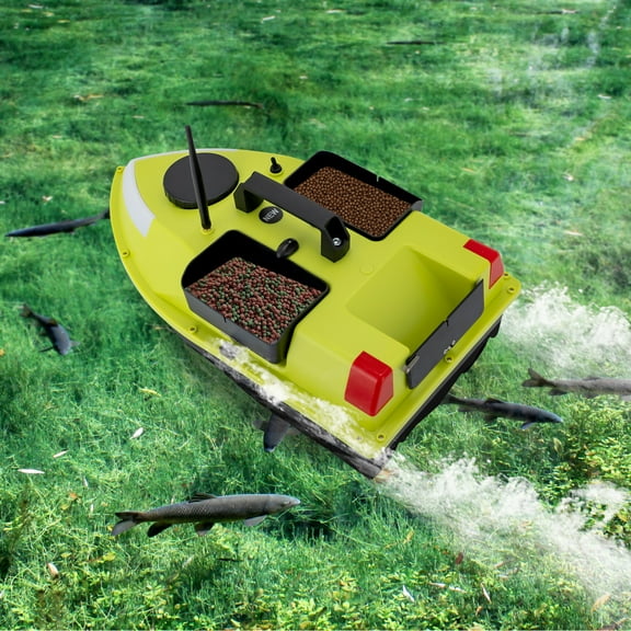 Wildnix Waterproof Fishing Boat with Twin 390 Motors, 52W Power, Remote Control, LED Night Lights, 2 Batteries, 99 Trolling Spots for Outdoor Use