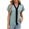 thumbnail image 2 of Fesfesfes Womens V Neck T Shirts Women's Fashion Solid V- Neck Short Sleeves Casual T-Shirt Top Short Sleeve Workout Tops for Women XL(US:10), 2 of 4