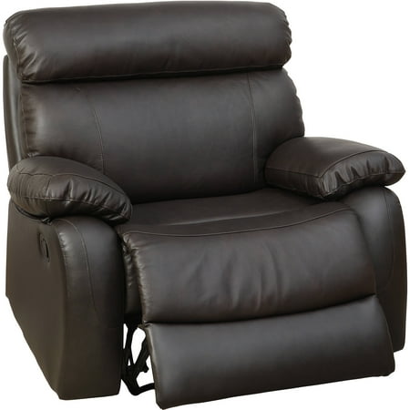Furniture of America Barstow Leatherette XL Gliding Recliner, Brown