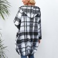 thumbnail image 6 of Turilly Womens Jackets Ladies Clearance, Women's Check Print Loose Lapel Zip Hooded Double Pocket Blazer Long Sleeve Hooded Casual Coat/Jacket, 6 of 6