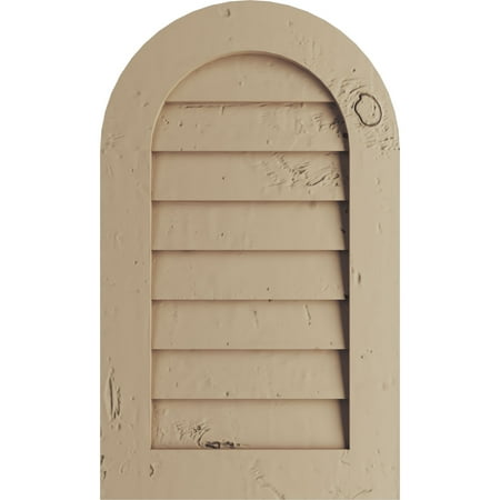 

Ekena Millwork 38 W x 30 H Timberthane Knotty Pine Round Top Faux Wood Non-Functional Gable Vent Primed Tan