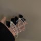 thumbnail image 5 of Pendientes de la perla de la vendimia de la cinta de lazo negro cuelgan Pendientes cuadrados de diamantes de imitación de joyería de perlas Bow Tie Sparkly Fiesta Dulce Boda Novia Pendientes Mujeres, 5 of 7