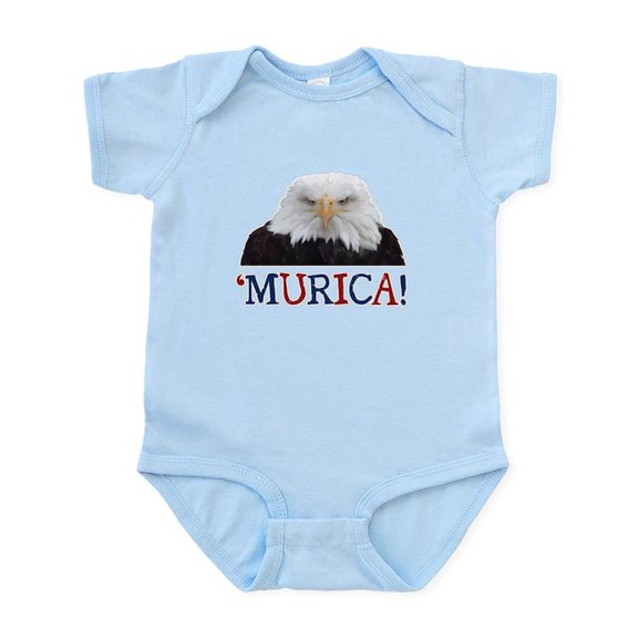 CafePress - Murica! Bald Eagle Body Suit - Baby Light Bodysuit, Size Newborn - 24 Months