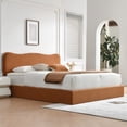 thumbnail image 6 of King Size Bed Frame with Lift Up Storage, Boucle Upholstered Platform Bed with Curved Headboard, No Box Spring Needed, Hydraulic Storage, Brown, 6 of 6
