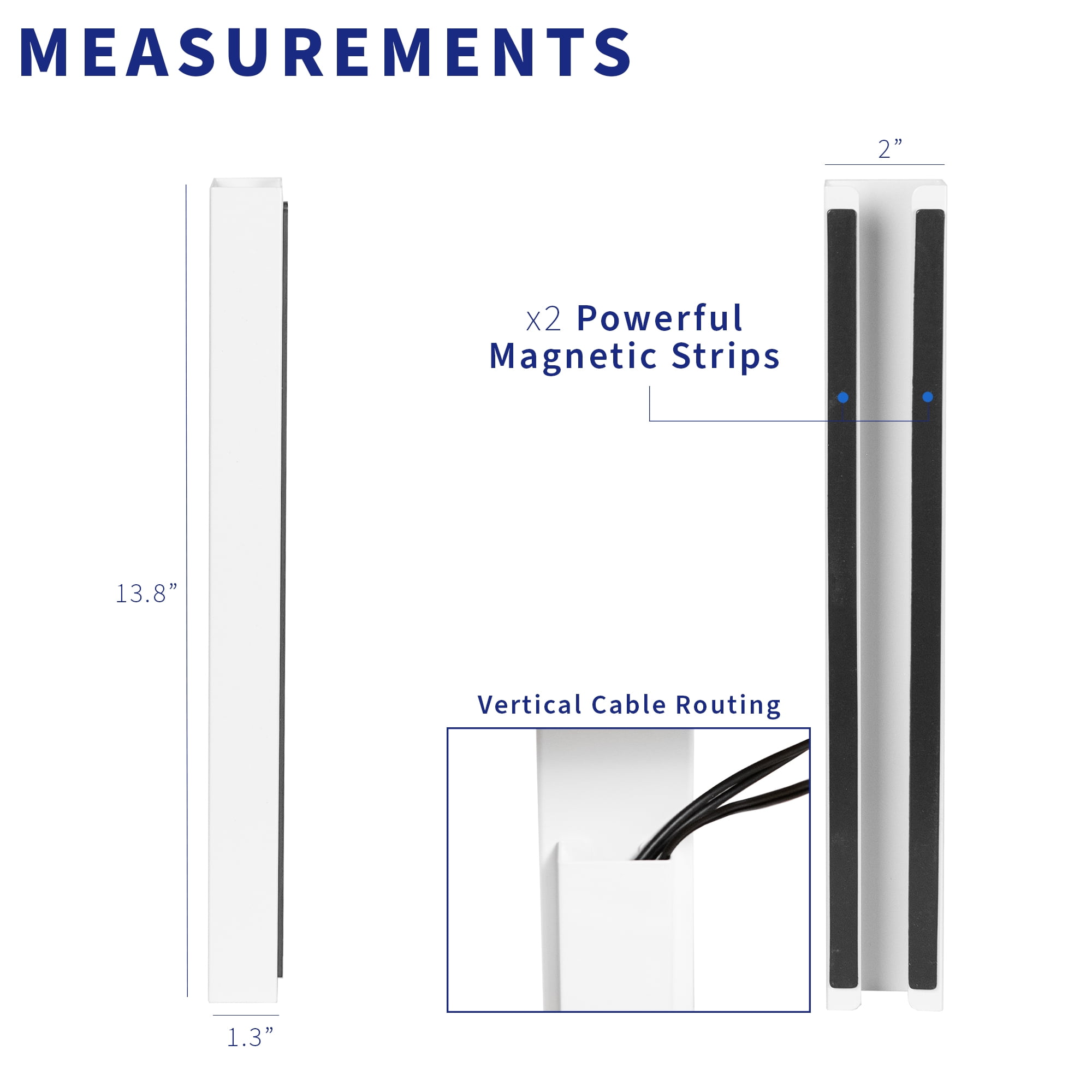 VIVO White Magnetic Vertical Cable Management Channel, Wire Organizer