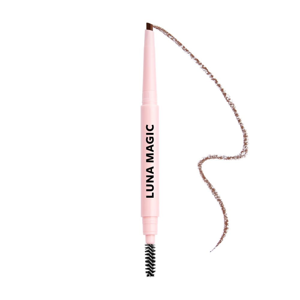 (2 pack) LUNA MAGIC Precision and Long-Lasting Eyebrow Pencil with Spoolie Brush, Brown