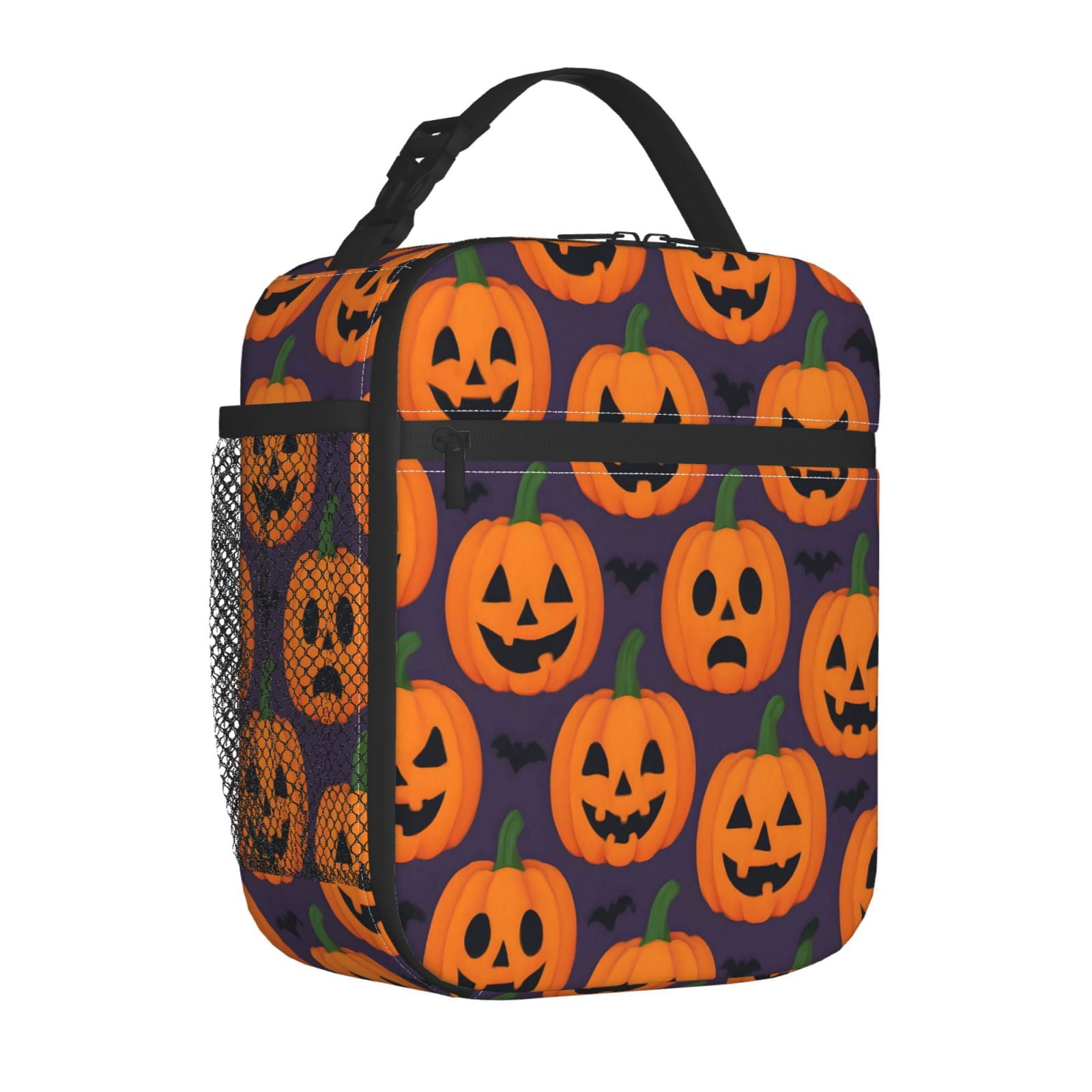 Lunch Bag For Women Men Insulated Portable Lunch Box Bento Box Office Picnic Travel Cooler Bag Jack-O'-Lantern Halloween Pattern