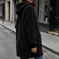 thumbnail image 6 of cocolona Long Fleece Jacket for Women Double-Sided Fuzzy Long Sleeve Outerwear Hooded Zipper Fall Winter Long Coat with Pocket, 6 of 6