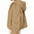 thumbnail image 5 of gbyLJF Womens Faux Fur Coats Solid Color Long Sleeve Hooded Cardigan Winter Casual Short Fuzzy Outwear Jackets, 5 of 9