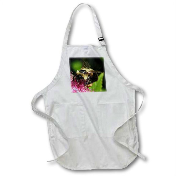 3dRose, Honey Bee, BLACK Full Length Apron with Pockets 22w x 30l