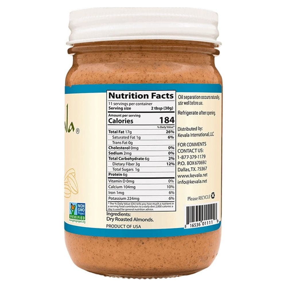 Kevala Almond Butter Creamy, 12 oz (3pack), Glass Jar, Gluten-Free Spread