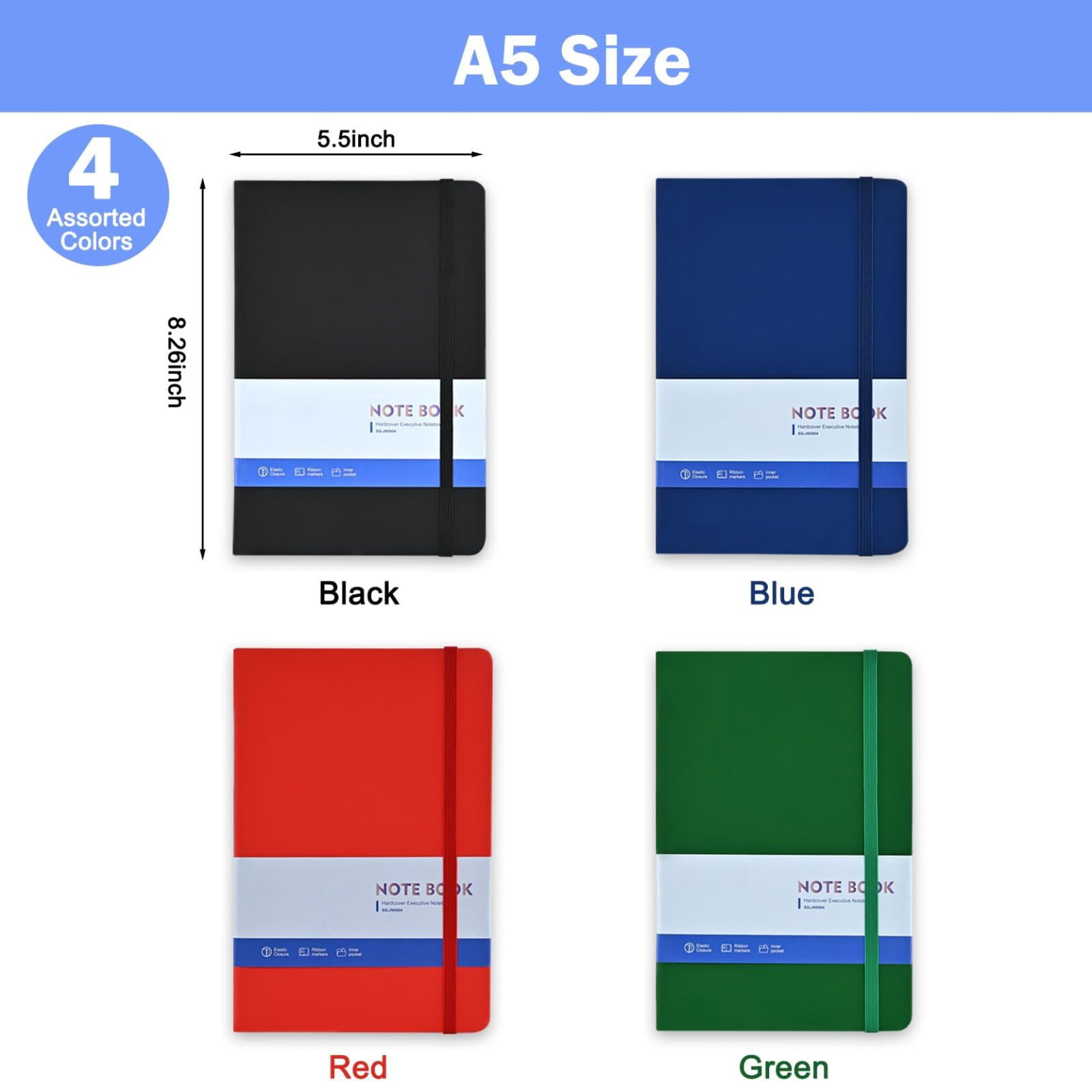 Lined Journal Notebooks  4 Pack 160 Pages 5.5x 8.2-inch Journals For Women Men Hardcover Notebook With 100 Gsm Thick Paper A5 Size College Ruled Writing/travel/work (assorted Color-4 Pack)