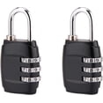 thumbnail image 1 of 2 Pack Combination Lock, 3 Digit Combination Padlock Set Your own Small Combination Locks for Gym Locker Locks, Suitcase, School, Doors (Black), 1 of 5