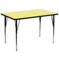 thumbnail image 1 of 36''W x 72''L Rectangular Yellow Thermal Laminate Activity Table - Standard Height Adjustable Legs, 1 of 3