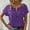 Purple, variant on Women's Casual Zip-Front V-Neck Blouse Short Sleeve Solid Color Stretch Work Shirt For Summer Pink,2XL