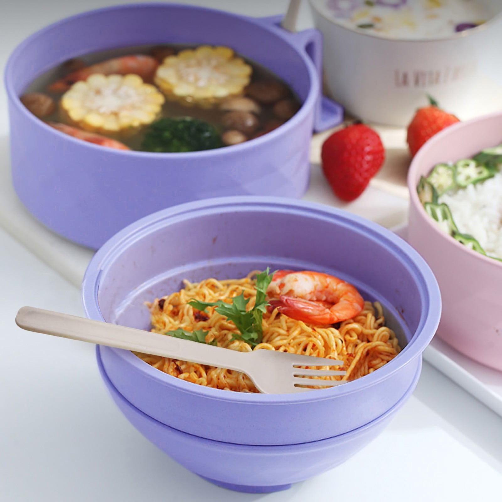 Microwave Bowl with Lids,Ramen Bowl,Microwave Soup Mugs with Handles,for Soup and Instant Noodles,Oatmeal, Gumbo, Salad, College Dorm Room Ramen Cooker with Chopsticks/Spoon/Fork for Dorm