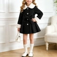 thumbnail image 2 of Pandaie Little Girls' Trench Coat Faux Fur Collar Bow Decor Wool Blend Dress Jacket Clothes for Winter Holiday Party Black,6 Years, 2 of 8