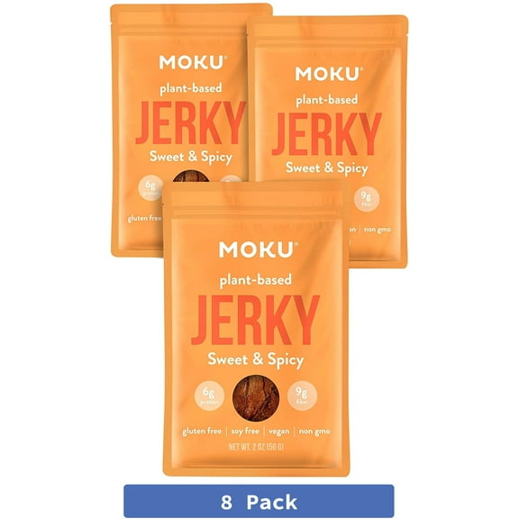 Moku Foods Inc Jerky Plant Based Sweet and Spicy 2 Ounces Pack of 8