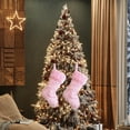 thumbnail image 5 of CuiLiyq 13.7 Inch Pink Christmas Stockings, Faux Fur Snowy Christmas Stockings, Hanging Stocking Candy Gift Bags, for Holiday Stairs Fireplace Home Decor (Pink), 5 of 5