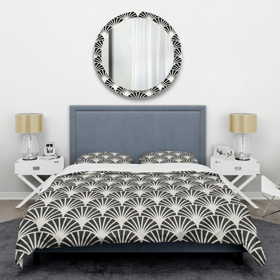 Designart 'Retro Art Deco Waves I' Mid-Century Modern Duvet Cover Set