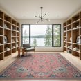 thumbnail image 2 of ODIKA 9'x12' Coral Pink Vintage Ornate Scallop Washable Area Rug Traditional Blossom Spray Frame Antique Petal Detail Low Pile, Flatwoven, for Great Room, Indoor Concept, Large Living, 2 of 7