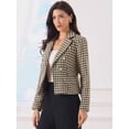 thumbnail image 4 of DARING DIVA Women's Chic Houndstooth Notch Lapel Long Sleeve Blazer XS Brown, 4 of 6