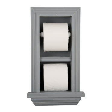 Boreas Recessed Solid Wood Double Toilet Paper Holder 7 x 14.5 - Primed Gray