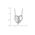 thumbnail image 2 of Sterling Silver Two Leaning Cats Heart Pendant Necklace with Cubic Zirconia (CZ)s and Chain for Women, 2 of 5