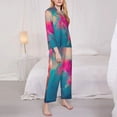 thumbnail image 3 of Salouo Colorful Lightbulb Abstract Pattern Women's Pajamas Set Long Sleeve Button Down Sleepwear Soft Pj Lounge Sets for women 2 Piece Pjs Set with Long Pants-Medium, 3 of 7
