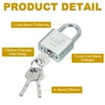 thumbnail image 3 of Keyed Padlock 40mm (1-9/16") Keyed Different Lock Stainless Steel Pin Tumbler PadLock Long Shackle with Key 2Pcs, 3 of 7