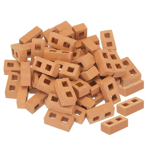 Unique Bargains Miniature Bricks Clay Mini Wall Brick for Model Building Red Pack of 50 Scale 1/12 28x14x9.5mm/1.1x0.55x0.37'