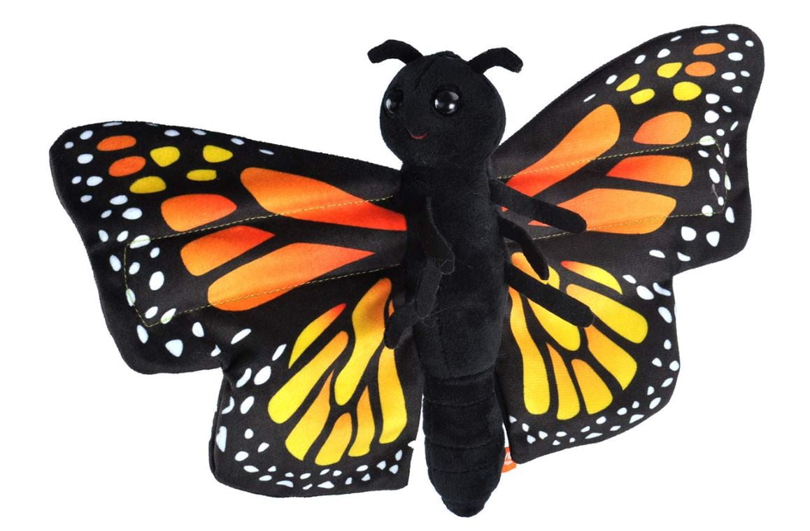 Wild Republic Huggers Butterfly Monarch Plush Toy, Slap Bracelet, Stuffed Animal, Kids Toys, 8