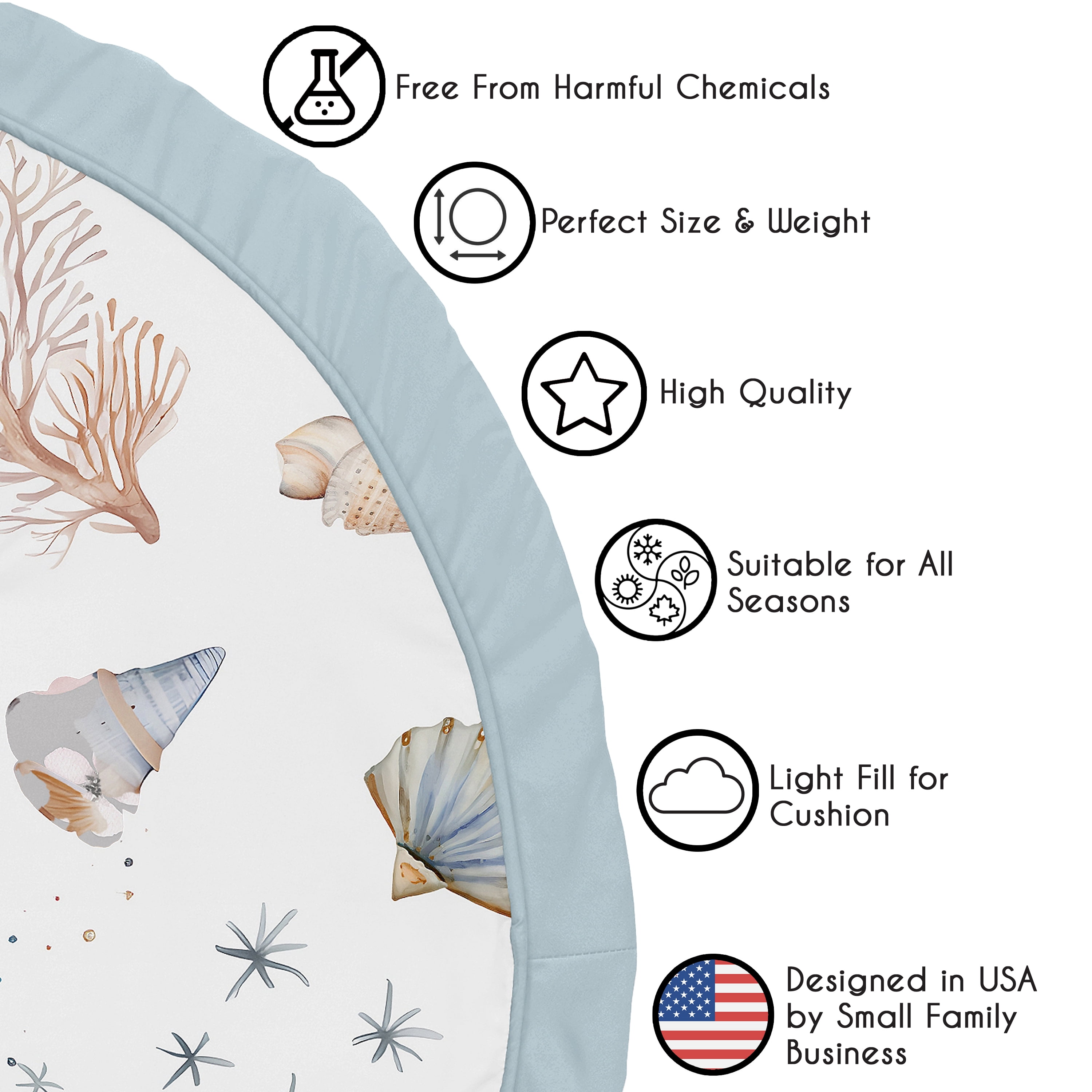 Sweet Jojo Designs Seashells Boy, Girl, Unisex/Gender Neutral Baby Tummy Time Play Mat