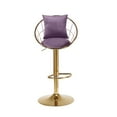 thumbnail image 4 of Velvet Bar Stools Set of 2, Pure Gold Plated Swivel Counter Height Bar Stools with Height Adjustable, 360 Degree Rotation Upholstered Bar Chair with 1 Thick Pillow for Dinning Room and Bar, Purple, 4 of 8