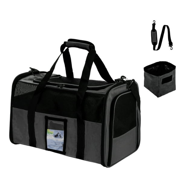 Transportadora de Gatos con Tazón de Comida Portátil Transportadora para Perros y Gatos Pequeños y Medianos de hasta 13 Lbs Negra