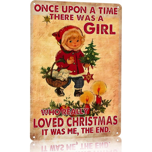 Women Girls Gifts Rustic Christmas Sign Just A Girl Who Loved Christmas Funny Tin Sign for Home Farmhouse Bedroom She Shed Decor 8 x 12 inches