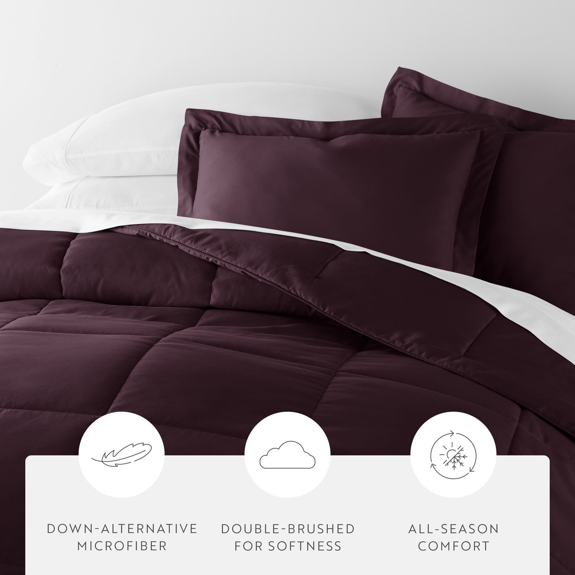 Noble Linens 8-Piece Purple Bed in a Bag Microfiber Bedding Set, Twin XL