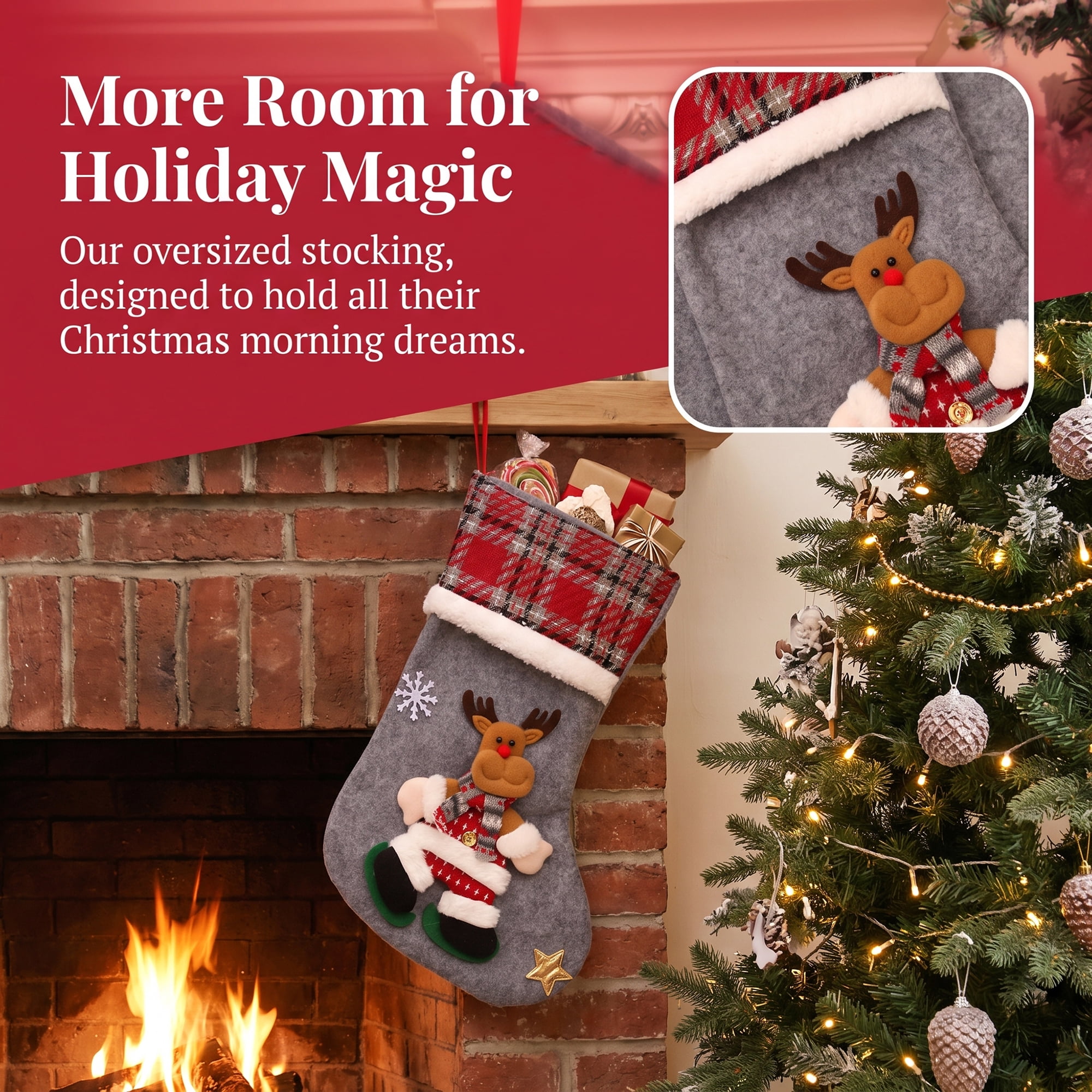 Unique Bargains Adorable Mascot Christmas Stockings Cozy Winter Living Accents Deer 16"