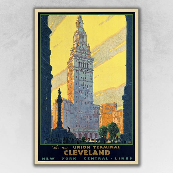 homeroots home decor 394276 20" x 30" Cleveland Union Terminal Vintage Travel Poster Wall Art