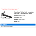 thumbnail image 2 of Front Outer Tie Rod End - Compatible with 1997 - 2003 Chevy Malibu 1998 1999 2000 2001 2002, 2 of 2