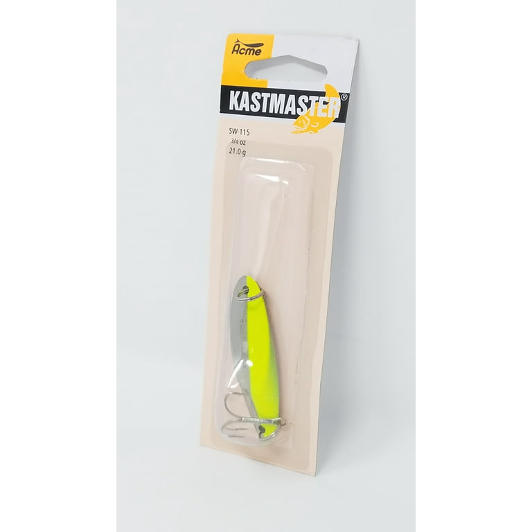 Acme Tackle Kastmaster Fishing Lure Spoon Chrome with Chartreuse Stripe 3/4  oz.