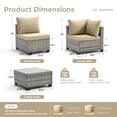 thumbnail image 3 of Ebello 5-Piece Modular Conversation Set, Outdoor Patio Sectional Sofa with Glass Coffee Table, Rattan Garden Furniture, GKH(Khaki), 3 of 10