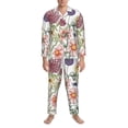 thumbnail image 3 of Naloa Autumn Garden Men’s Pajamas Set - Long Sleeve Button Down Sleep Shirt and Pajama Bottoms Sleepwear Set-XX-Large, 3 of 7