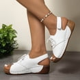 thumbnail image 6 of Ladies Daily Walking Open Toe Sandals, Slip On Low Platform Cushioned Footwear Spring Summer Casual Shoes White 6, 6 of 7