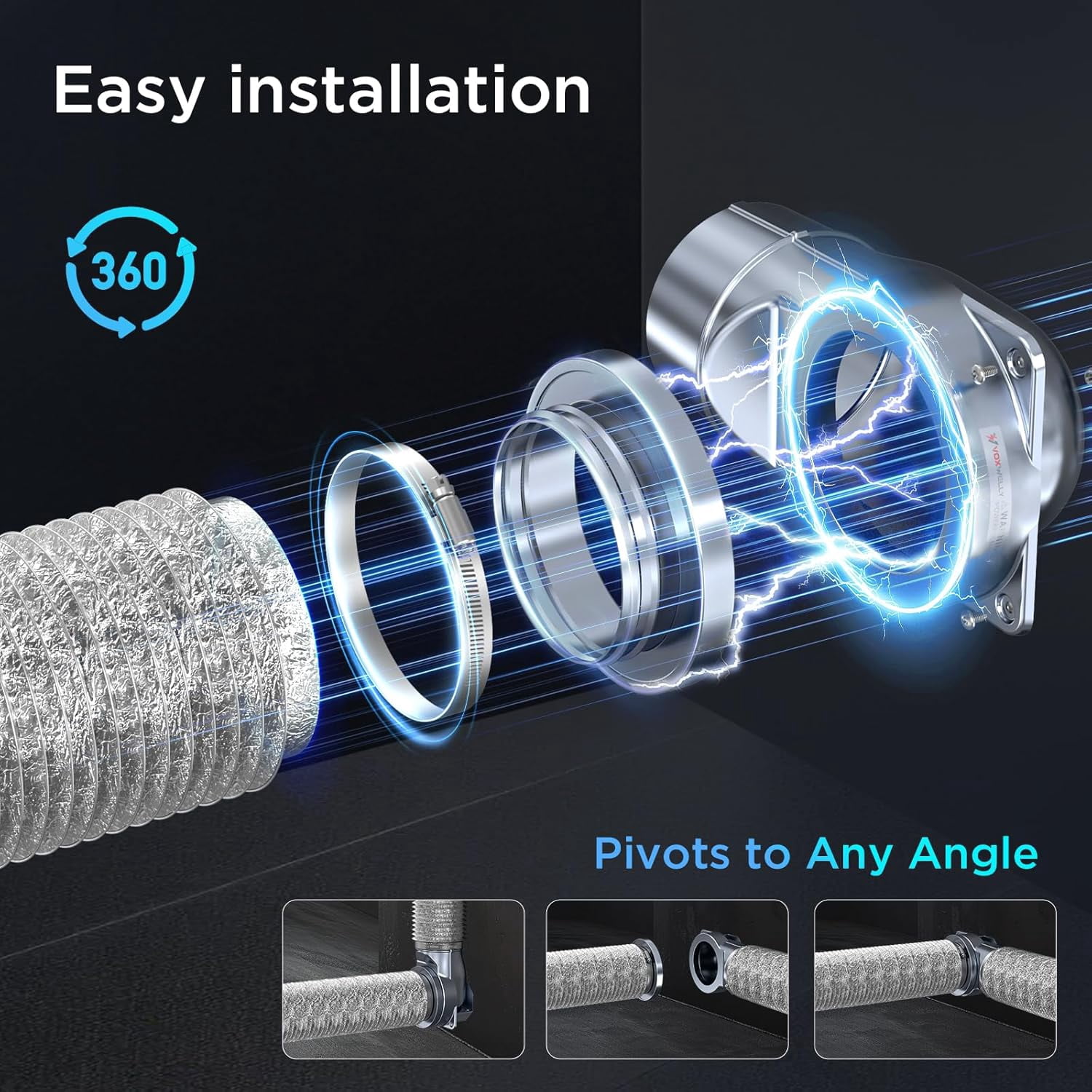 Magnetic Dryer Vent Coupling DV180 Quick Connector Easy to Clean Airtight Seal Dryer Vent Connector Kit Including a 2.6ft 4" Duct and two Clamps