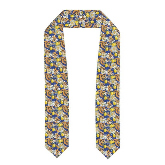 Fuzoiu Sicilian Style Print Graduation Sash,Graduation Stole,Unisex Adult Graduation Stole Shawl 91" Long,for Academic Commencements Shawl-Flattened